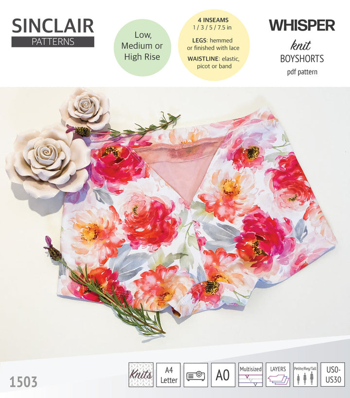 Whisper no front seam boyshorts with various inseams (PDF)