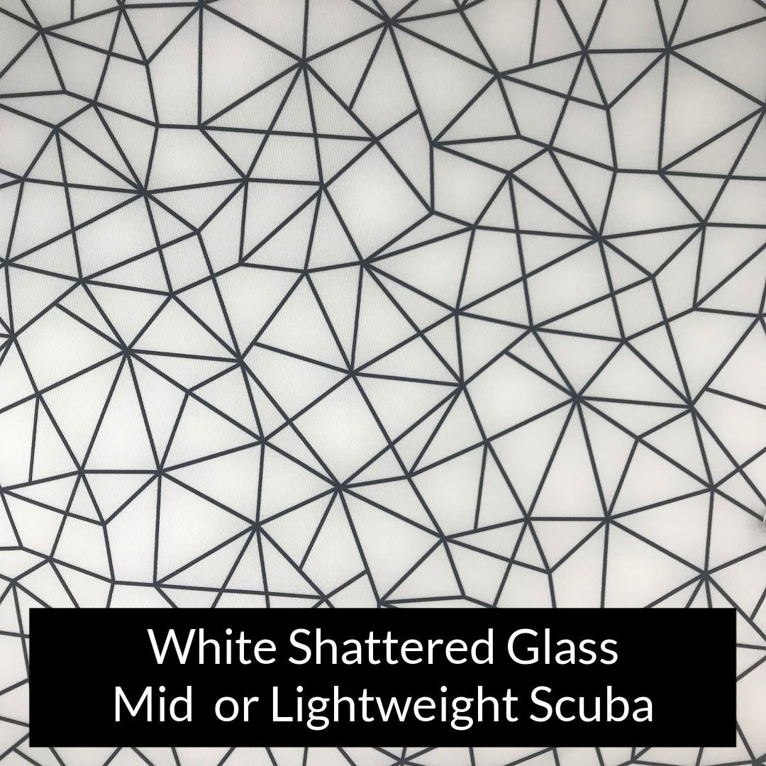 white with black geometric lines midweight scuba legging fabric swatch