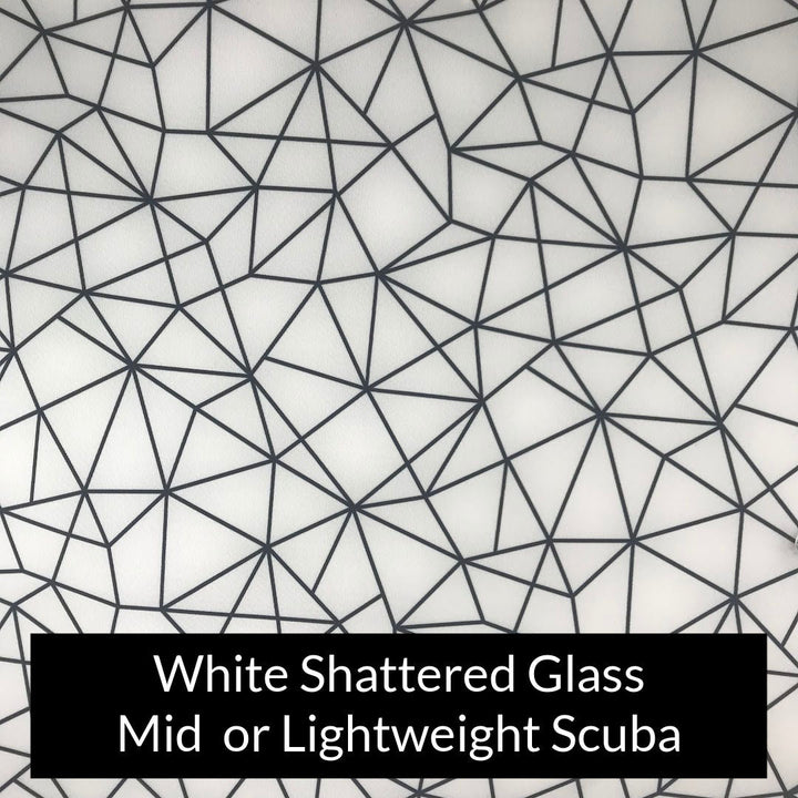 white with black geometric lines midweight scuba legging fabric swatch