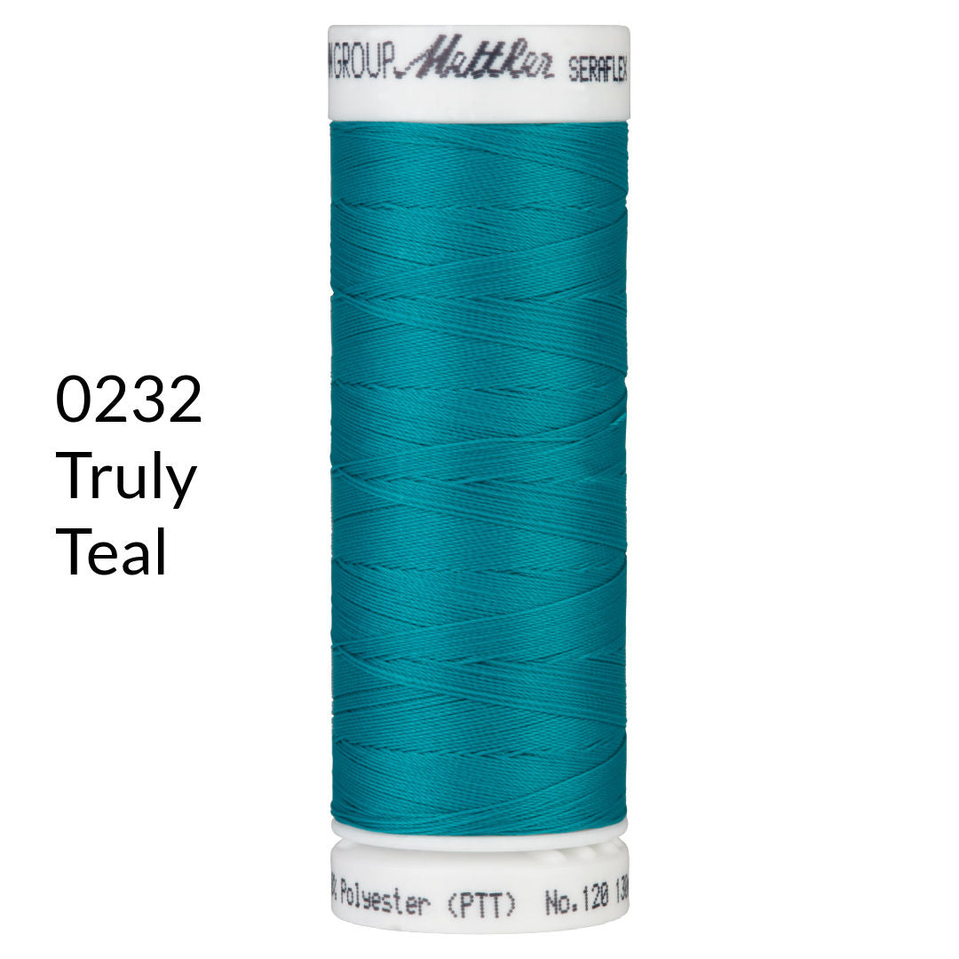 truly teal blue green stretch sewing thread