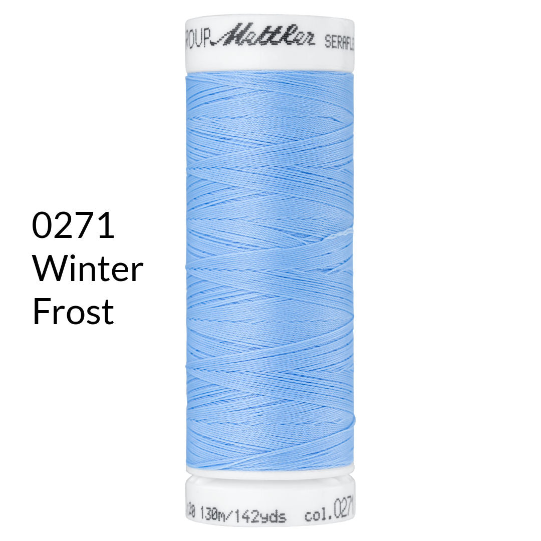 winter frost light blue stretch sewing thread