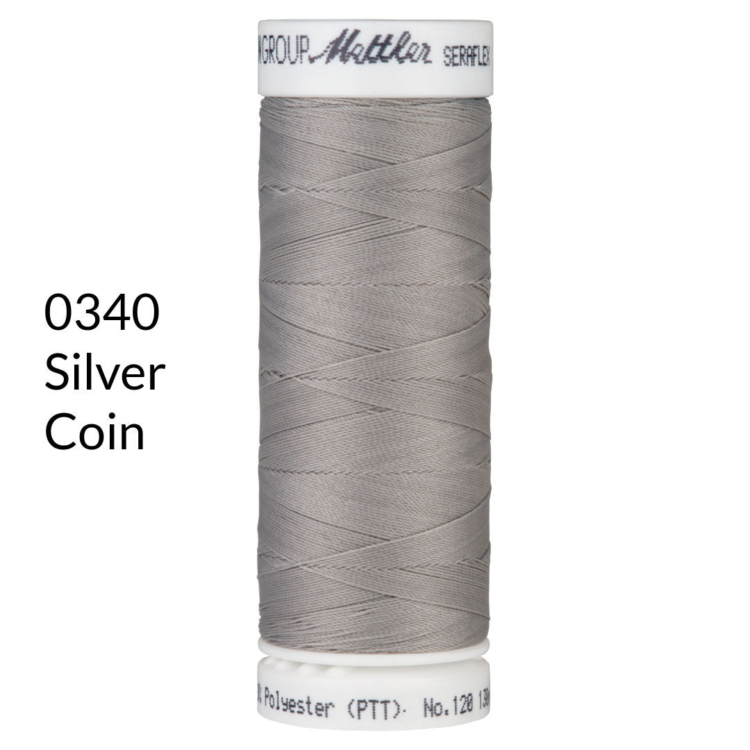 silver coin medium grey stretch sewing thread
