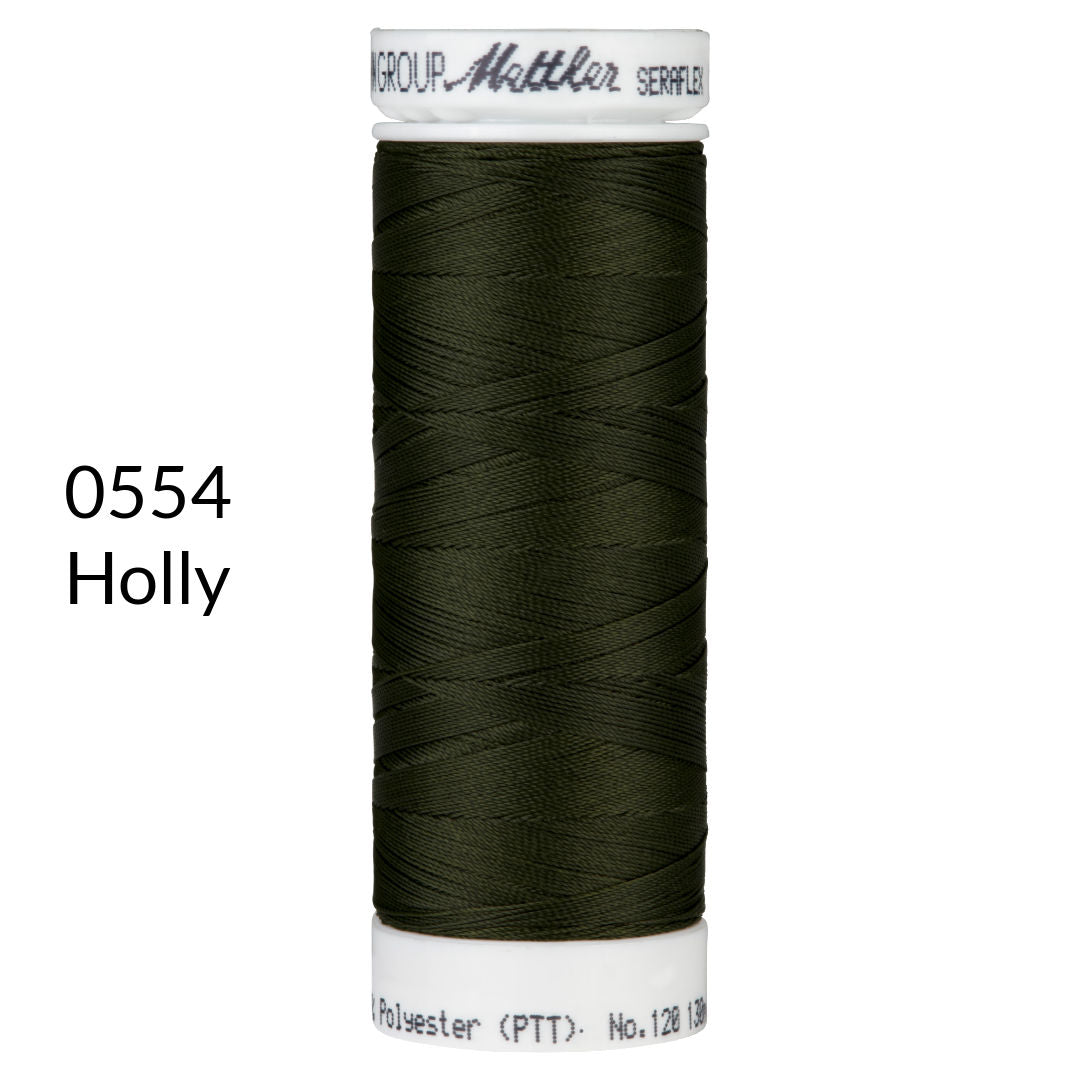 holly deep loden green stretch sewing thread