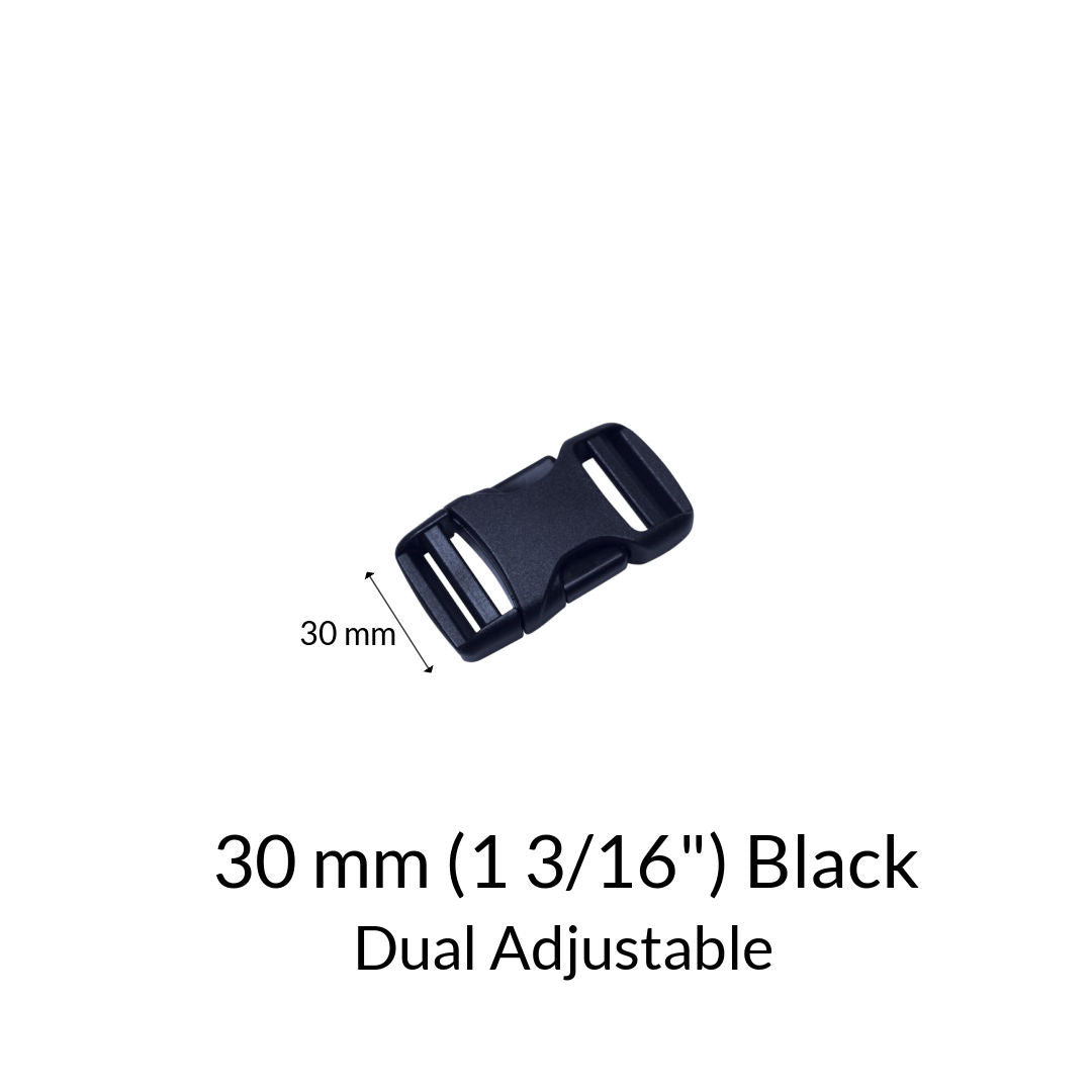 30 mm black clip buckle with dual adjustment