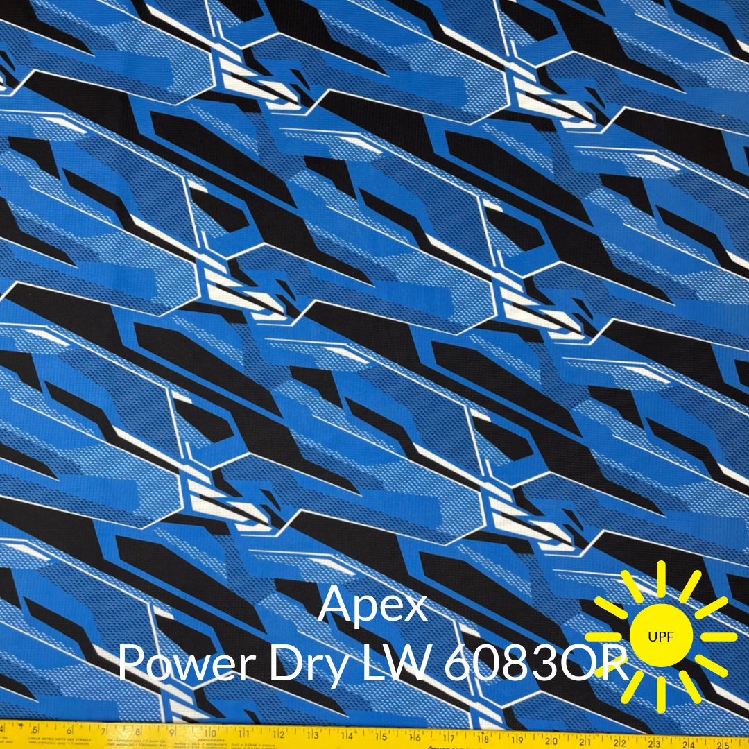 Royal Blue Black and Whie geometric angled print on polartec power dry lightweight #color_6083or-apex
