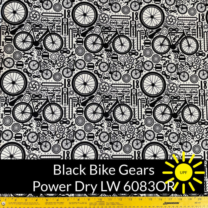 Black bikes and gears on white background polartec power dry lightweight fabric #color_6083or-bike-gears-black