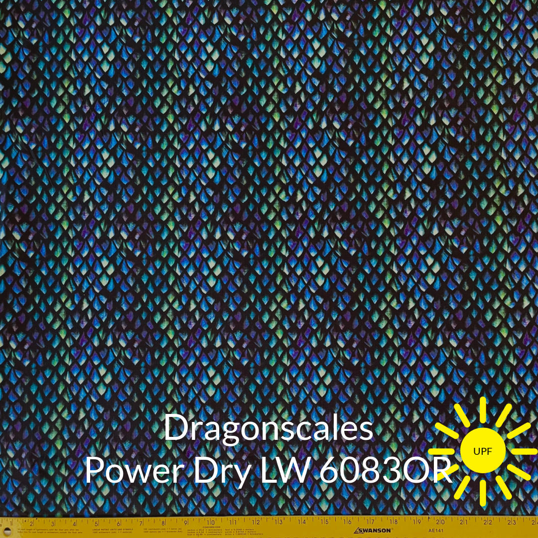 Jewel tones purple blue green and black dragon scale pattern polartec power dry lightweight #color_6083or-dragonscales
