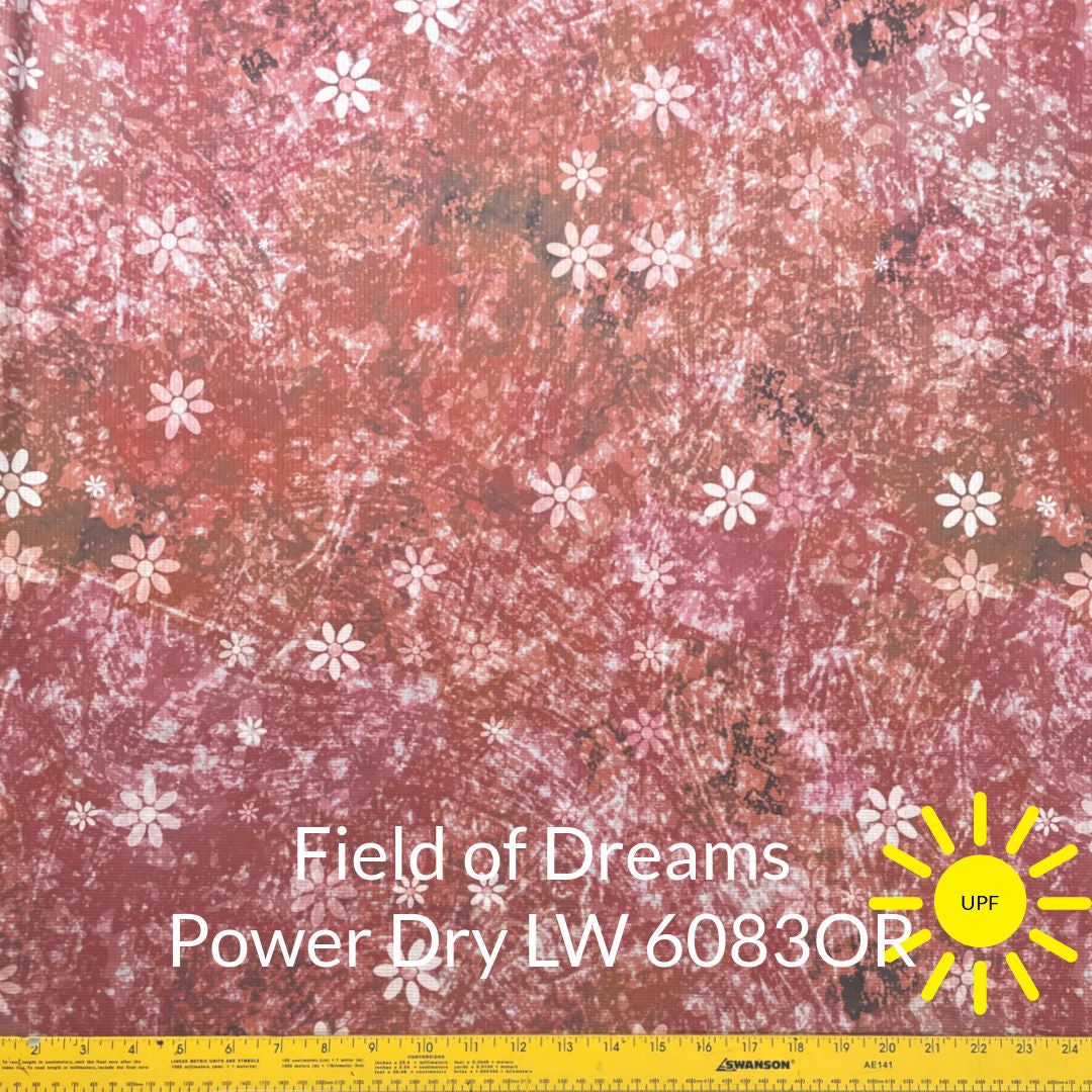 Rust taupe white and warm autumn toned background with occasional small white flowers polartec power dry lightweight #color_6083or-field-of-dreams