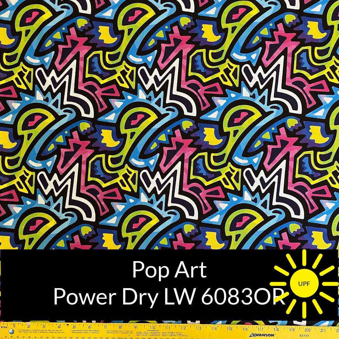 blue pink lime green yellow white black and purple abstract print on polartec power dry lightweight fabric #color_6083or-pop-art