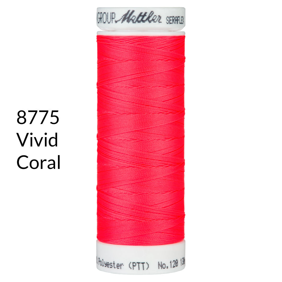 vivid coral neon stretch sewing thread