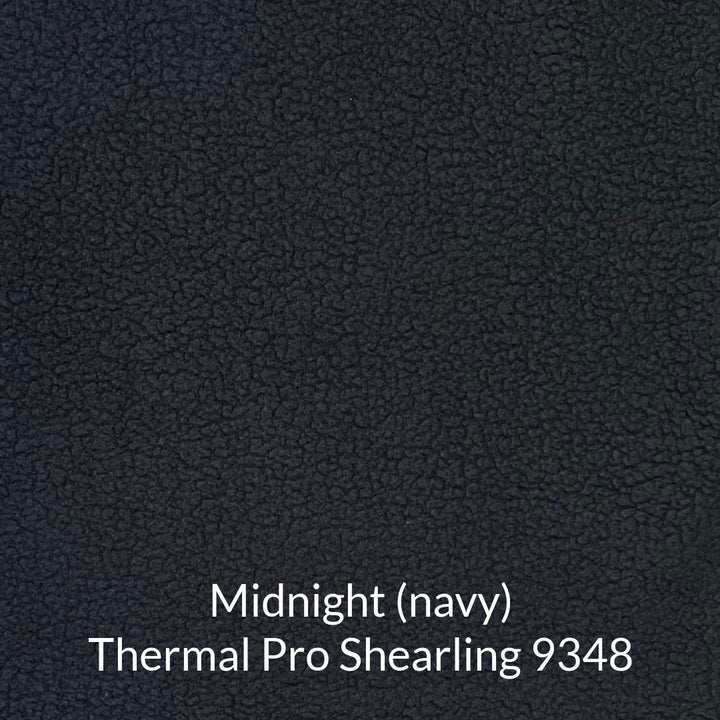 midnight dark navy shearling fleece fabric