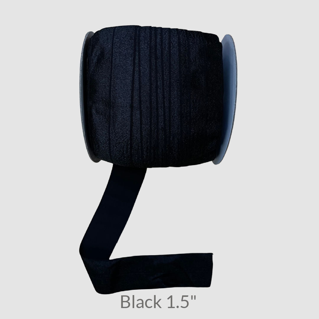black 1.5 inch fold over elastic