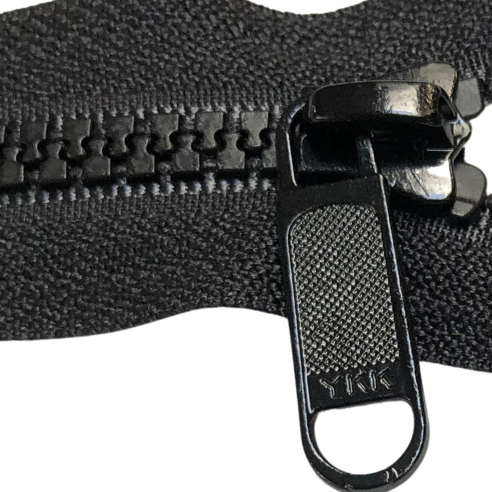YKK Size 5 Vislon Zippers Black Open Sideways hanging slider