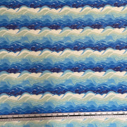 shades of blue and green waves polartec power dry heavy weight print fabric