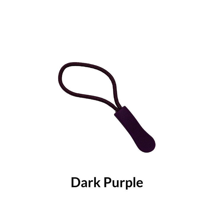 Dark Purple textured zipper pull with attached cord