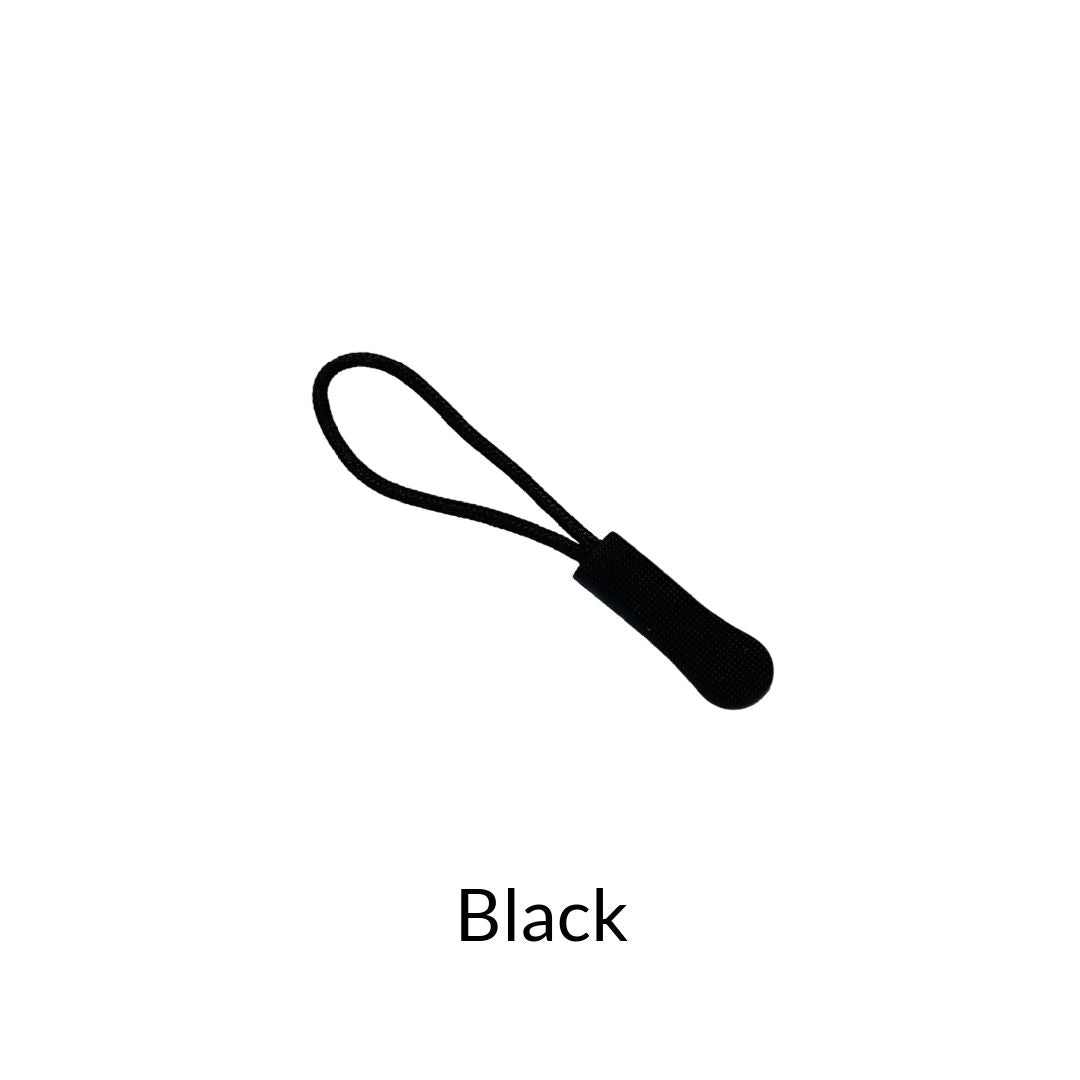black zipper pull with rope