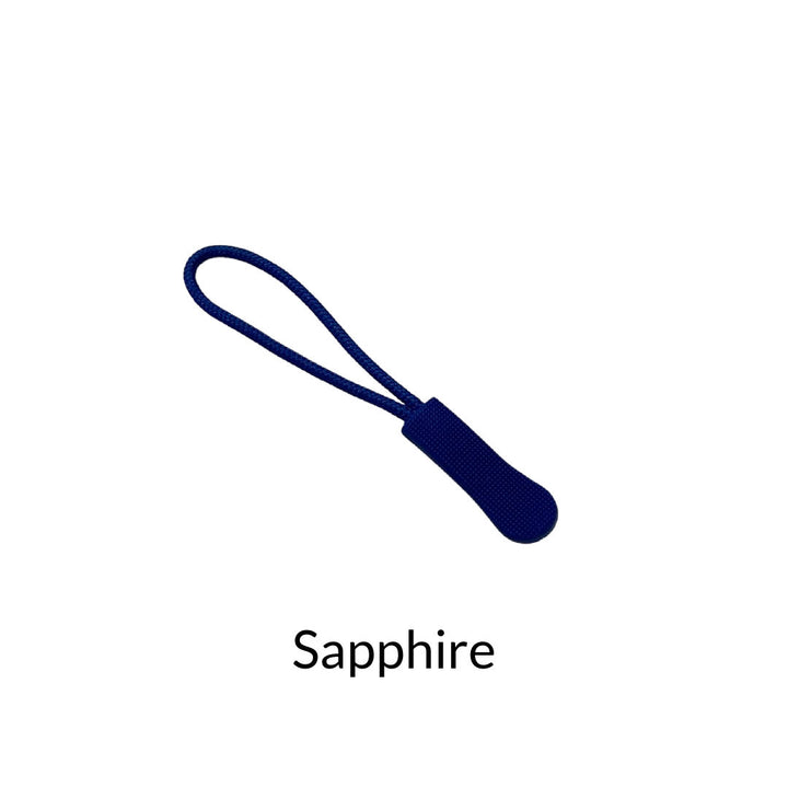 sapphire zipper pull with rope