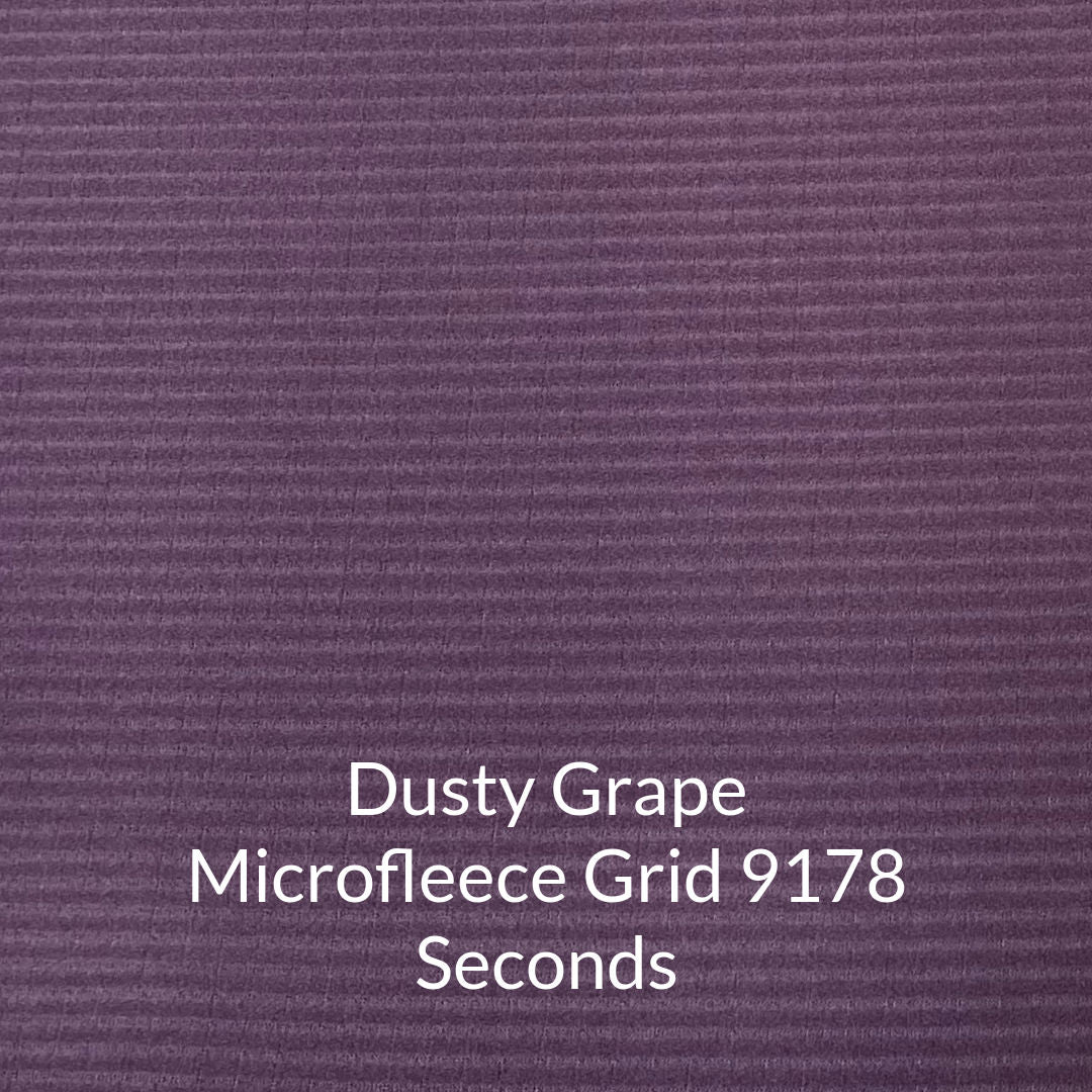 dusty grape microfleece grid construction seconds fabric