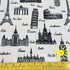 pen drawings of classic european man-made landmarks on white background sun pro sun protection stretch woven fabric
