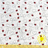 little red and black ladybugs with dotted looping trails on white background sun pro sun protection stretch woven fabric