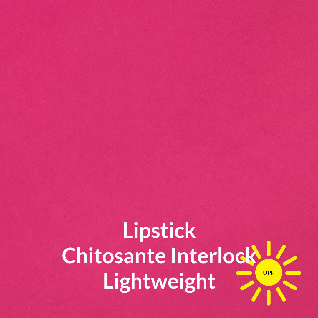 lipstick bright pink chitosante interlock knit fabric with sun protection