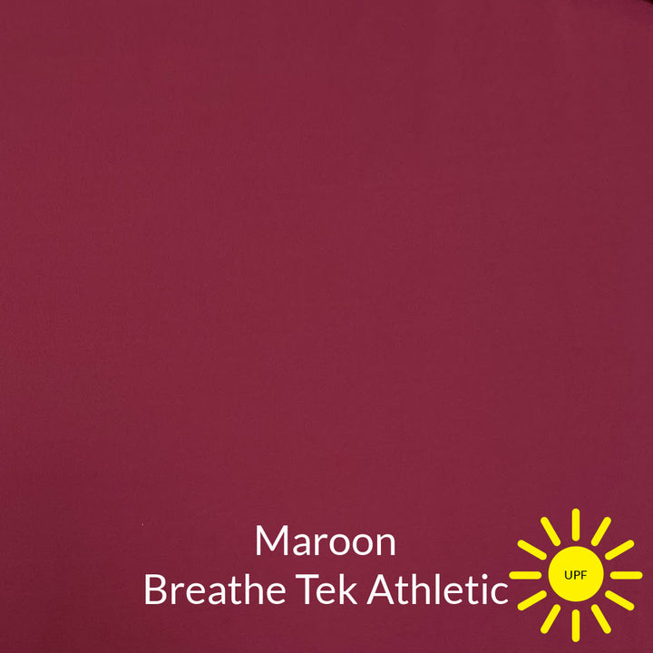 maroon sun protective breathe tek athletic fabric