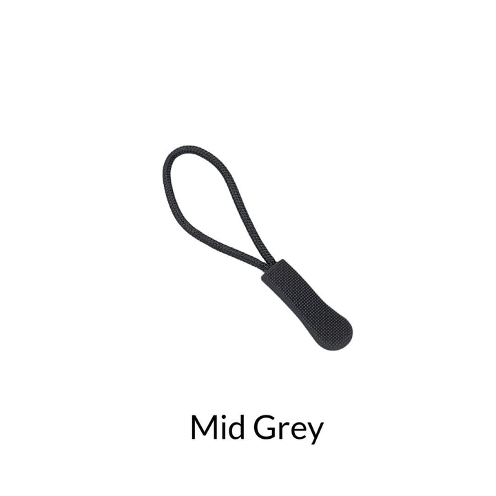 mid medium grey zipper pull with rope