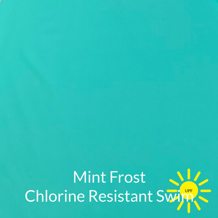 mint green chlorine resistant swim fabric