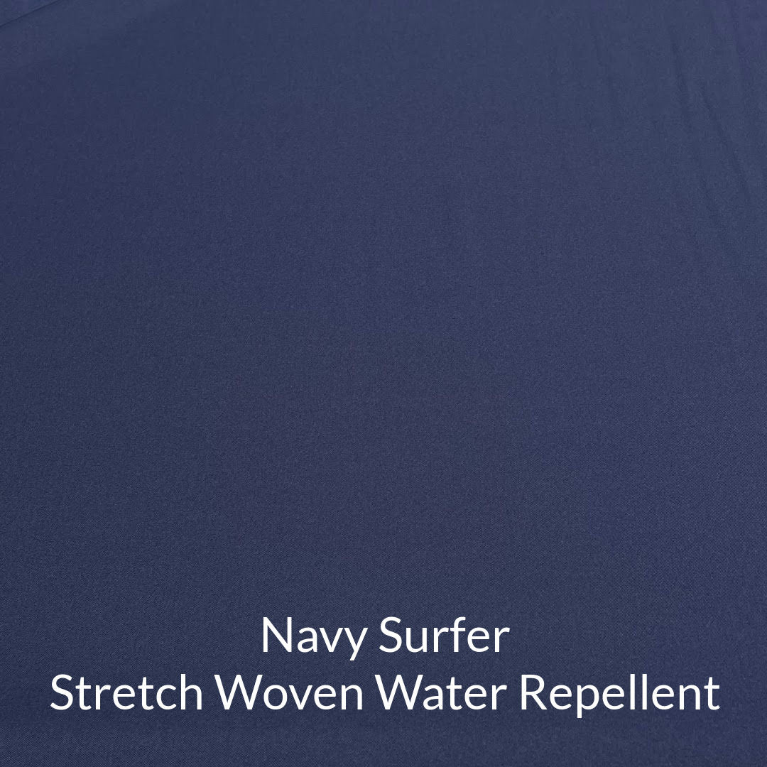 navy surfer stretch woven water repellent fabric
