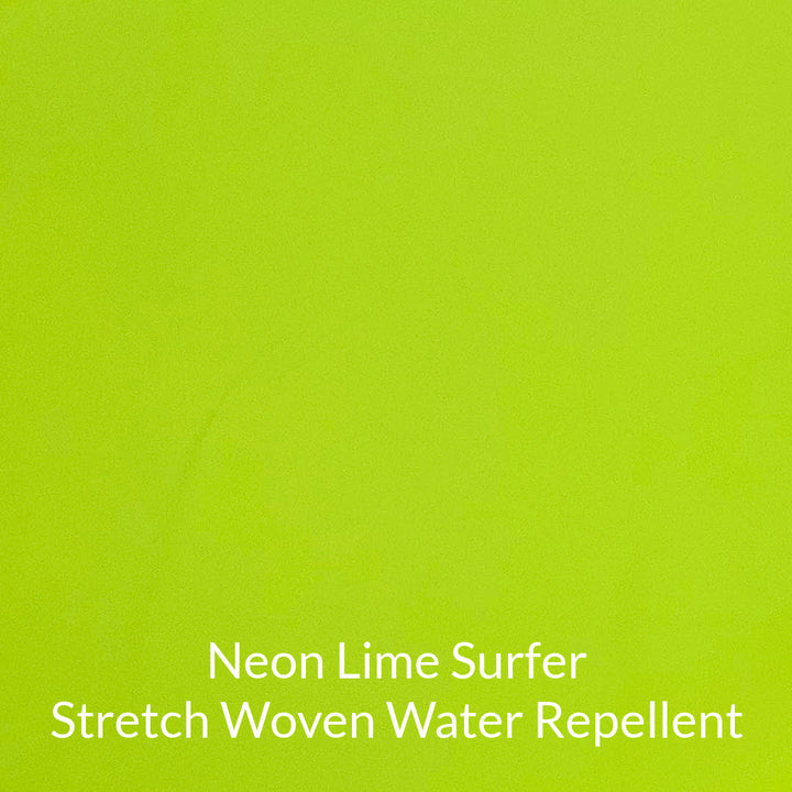 neon lime surfer stretch woven water repellent fabric