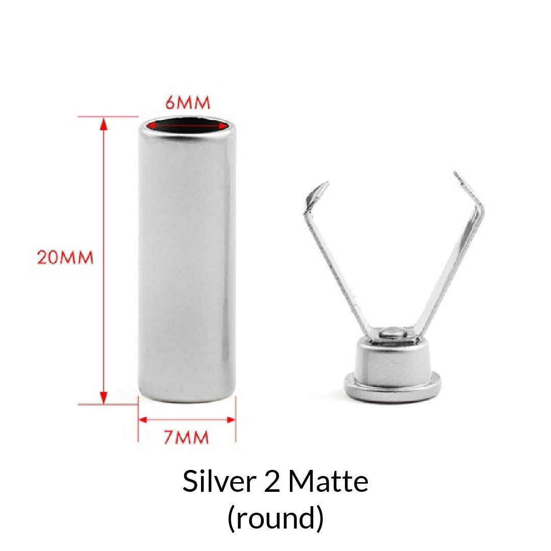 matte silver round two piece decorative cord end