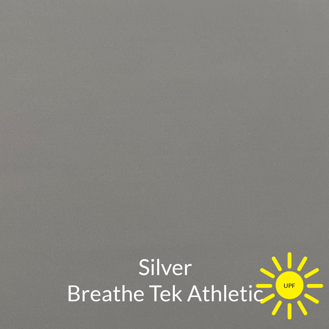 silver grey sun protective breathe tek athletic fabric