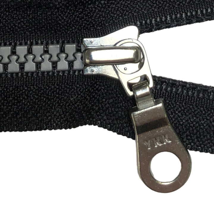 YKK Size 5 Vislon Zippers Silver Shiny Open 