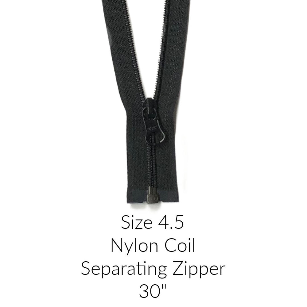 black size 4.5 nylon coil separating open zipper 30 inches