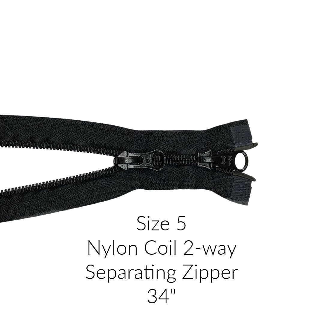 34 inch 2 way nylon coil separating zipper