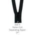 black size 5 nylon coil separating open zipper 14 inches long
