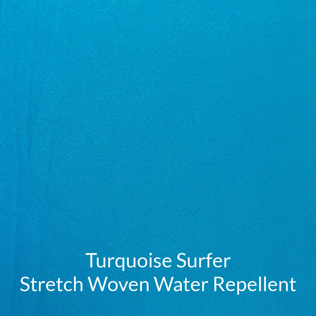 turquoise bright blue surfer stretch woven water repellent