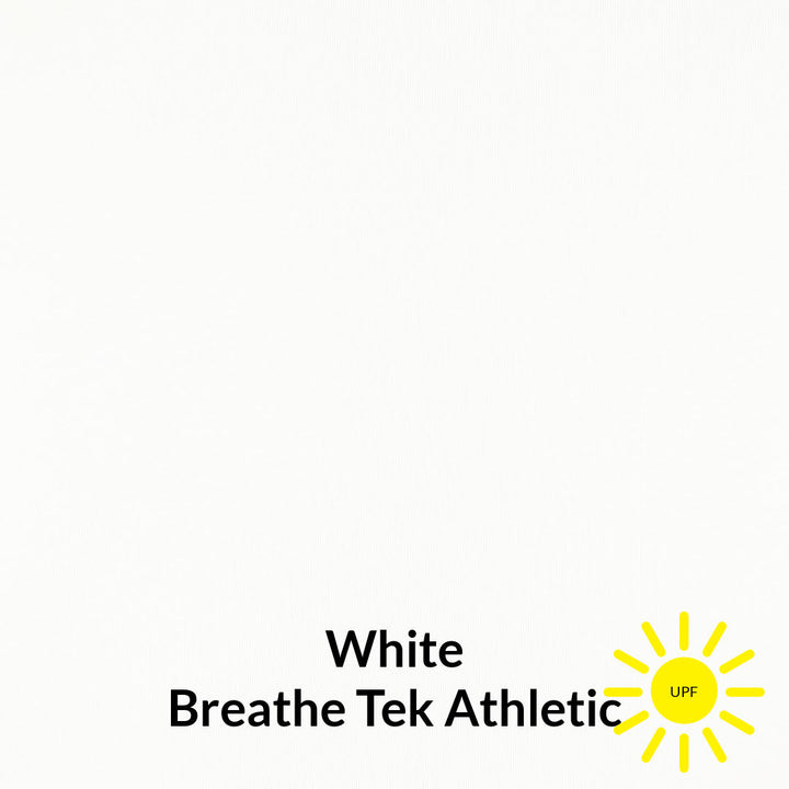 white sun protective breathe tek athletic fabric