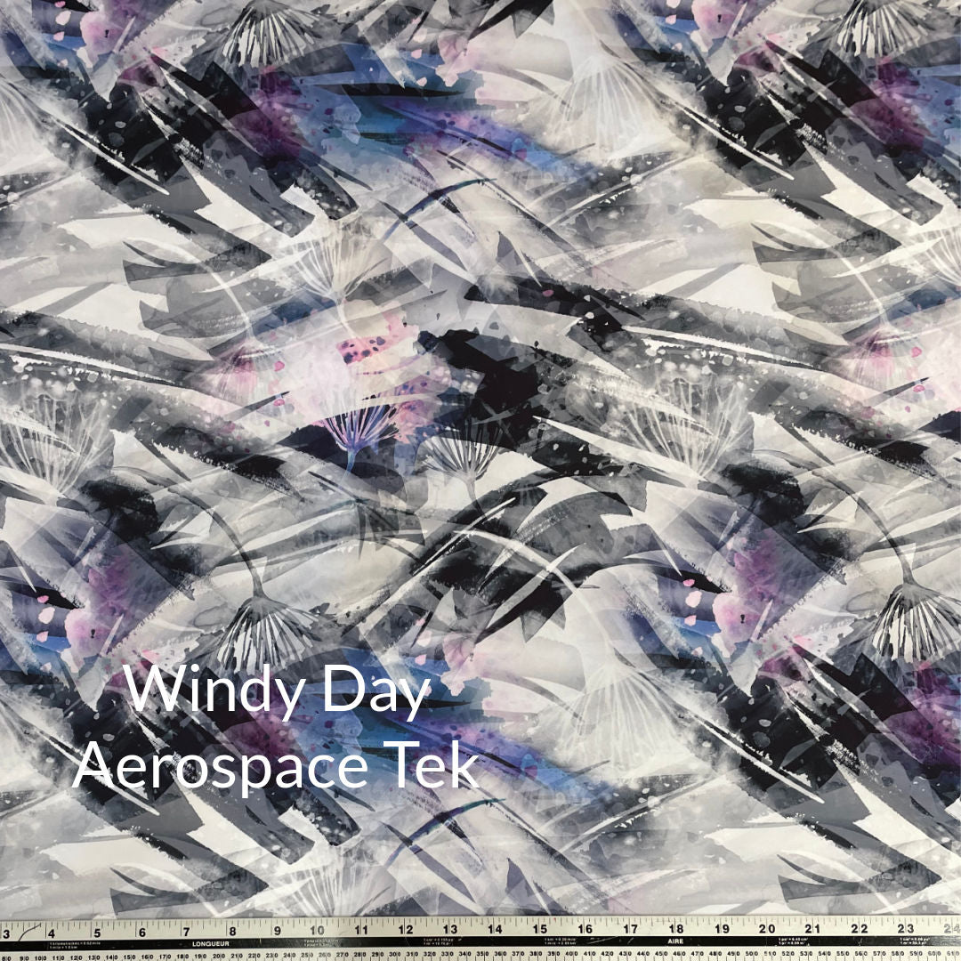 Print with grey white black blue pink and purple aerospace tek wind resistant fabric #color_windy-day