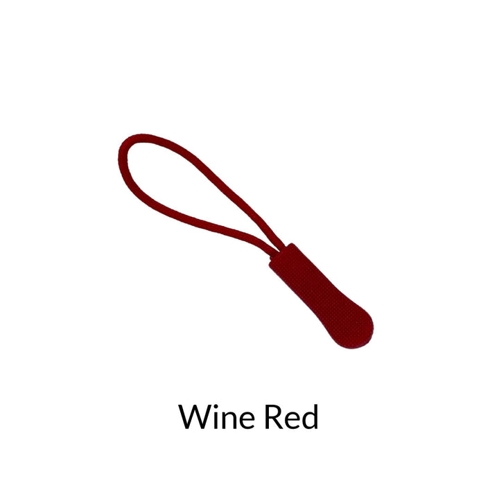 Wine red zipper pull with cord