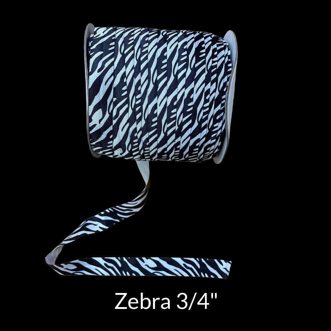 zebra stripe black and white 3/4 inch fold over elastic